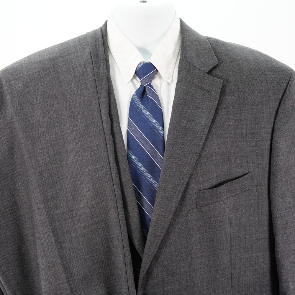 Lauren Ralph Lauren Wool Gray Sharkskin 2 Piece Suit 50R 47 / 29 Flat Front High